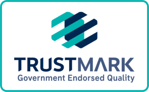 TrustMark logo with a geometric blue and teal icon above the words: "TRUSTMARK Government Endorsed Quality.